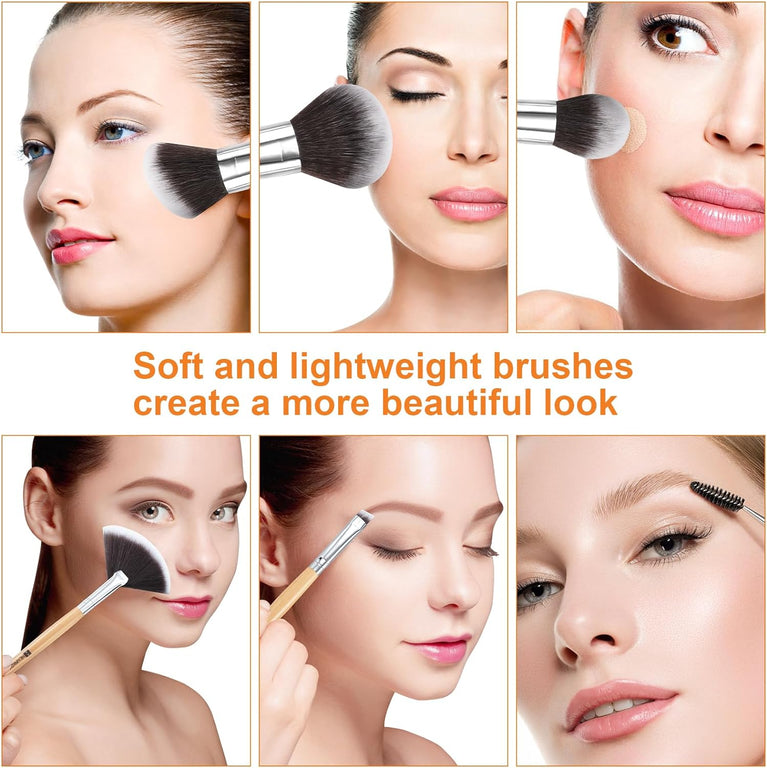 Luxurious Wooden Makeup Brush Set - Eco-Friendly and Vegan Friendly