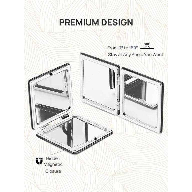 Square Compact Makeup Mirror with Magnetic Closure