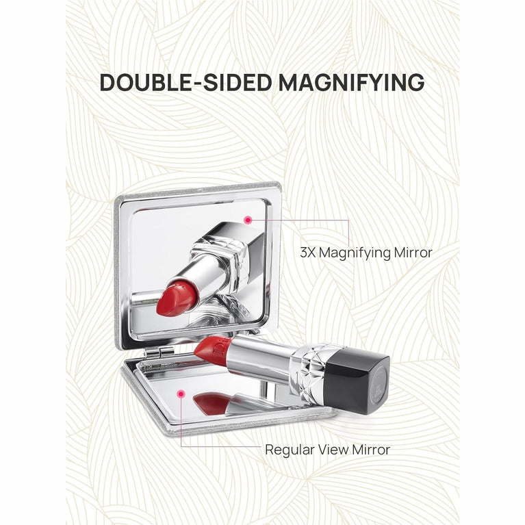 Square Compact Makeup Mirror with Magnetic Closure