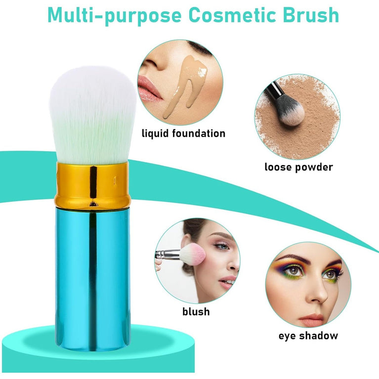 2 Pack Makeup Brush Duo with Retractable Design, Protective Covers, Fine Bristles for Flawless Bronzer