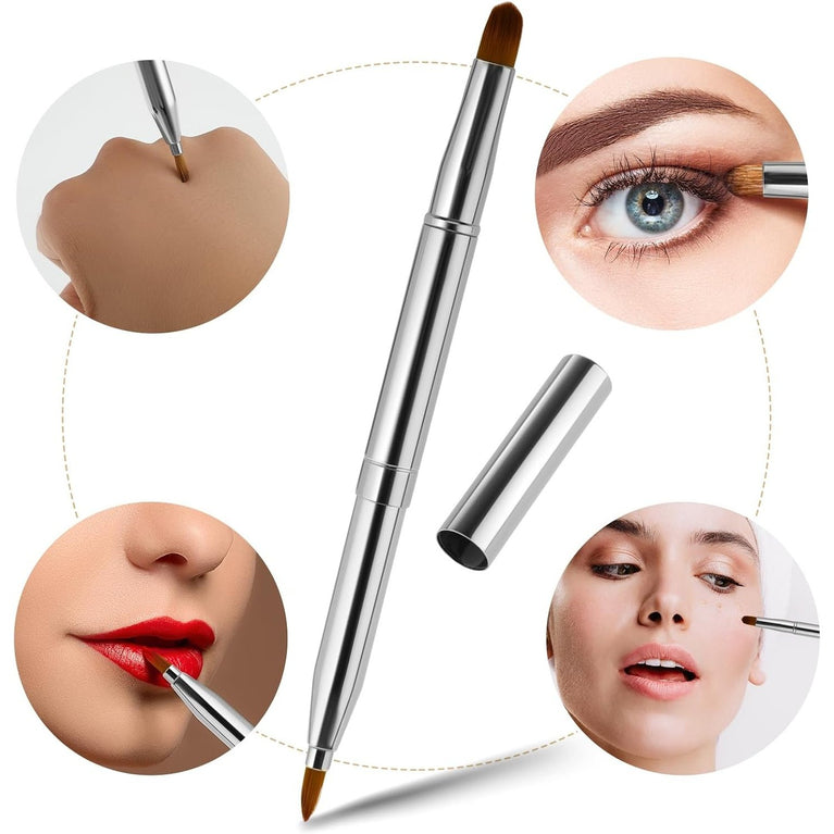 Gold Dual-End Retractable Lip Brush with Concealer Functionality - Compact Lipstick