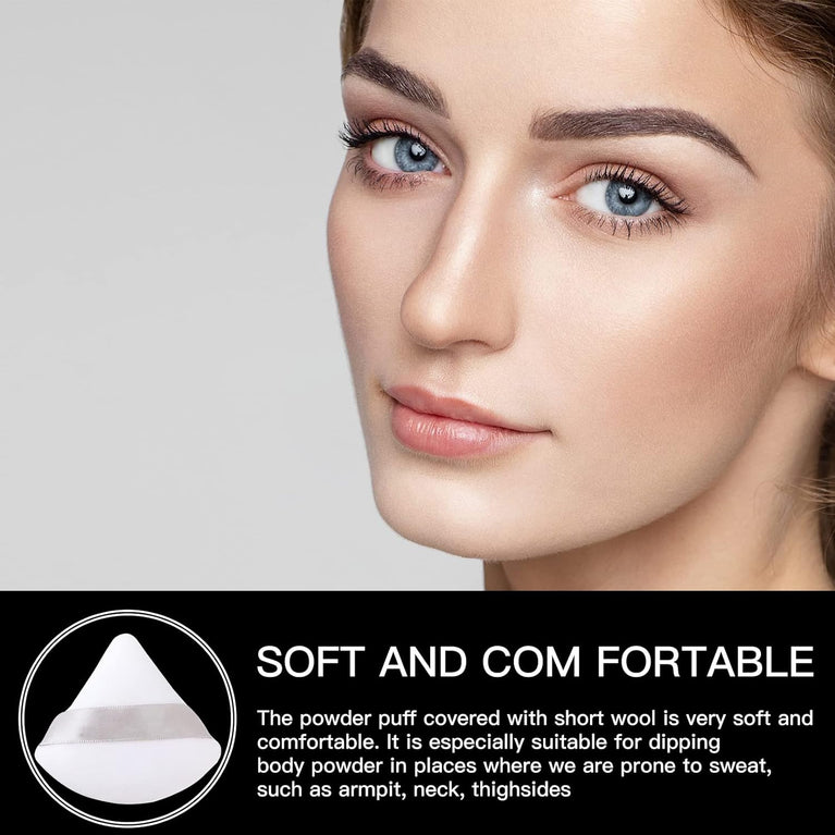 2-Pack Plush Triangle Makeup Sponges with Strap - Soft Reusable Cosmetic Puffs for Wet and Dry Use