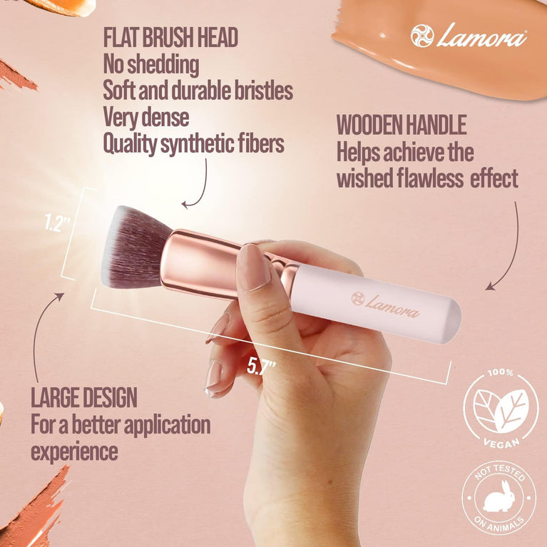 Superior Quality Kabuki Flat Top Makeup Brush - Ideal for Liquid, Cream & Powder Cosmetics