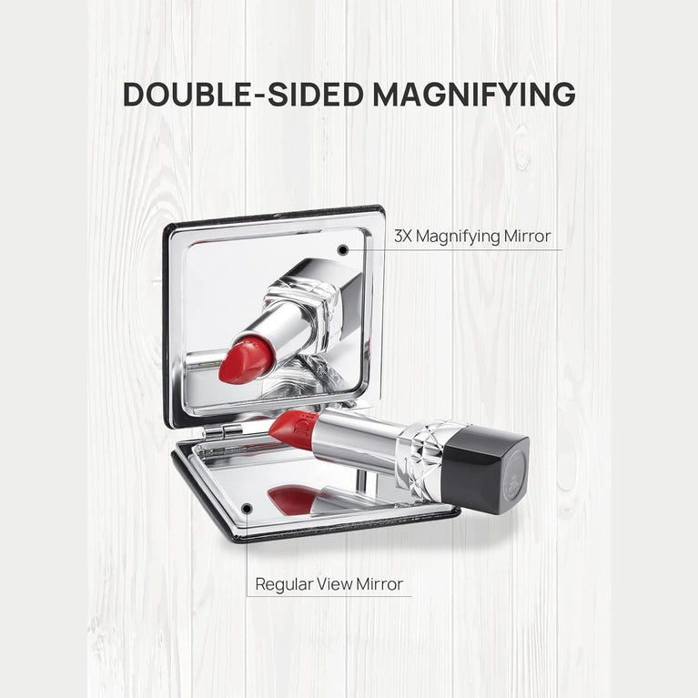 Square Compact Makeup Mirror with Magnetic Closure