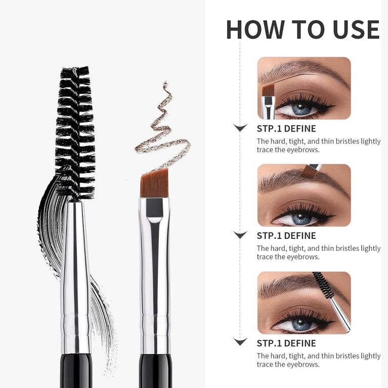 Eyebrow Defining Duo Brush Set with Spoolie and Angled Brow Brush