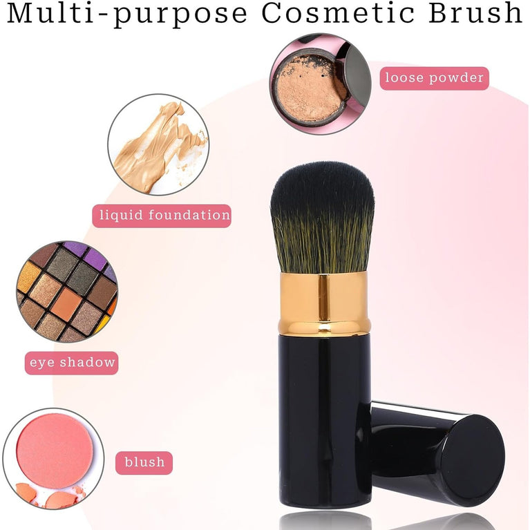 2 Pack Makeup Brush Duo with Retractable Design, Protective Covers, Fine Bristles for Flawless Bronzer