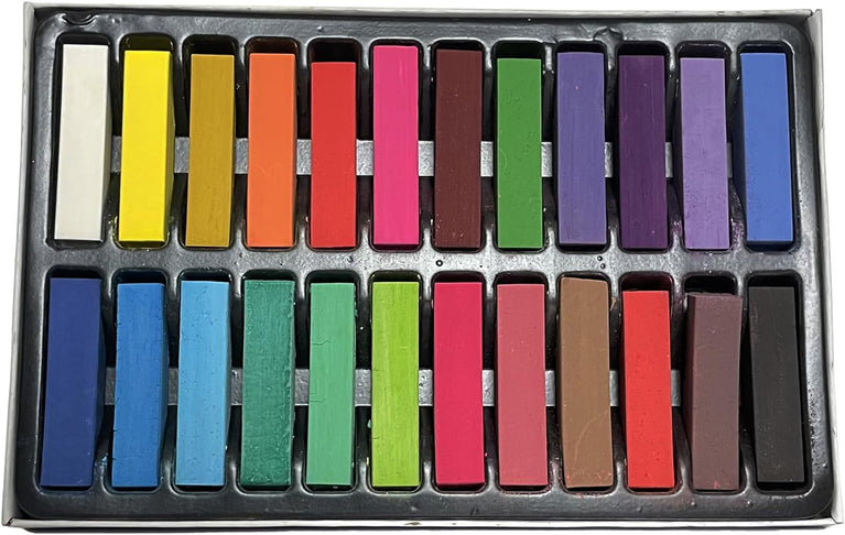 24-Piece Hair Chalk Set with Gloves & Cape | Temporary Hair Dye Kit for Dark & Light Hair
