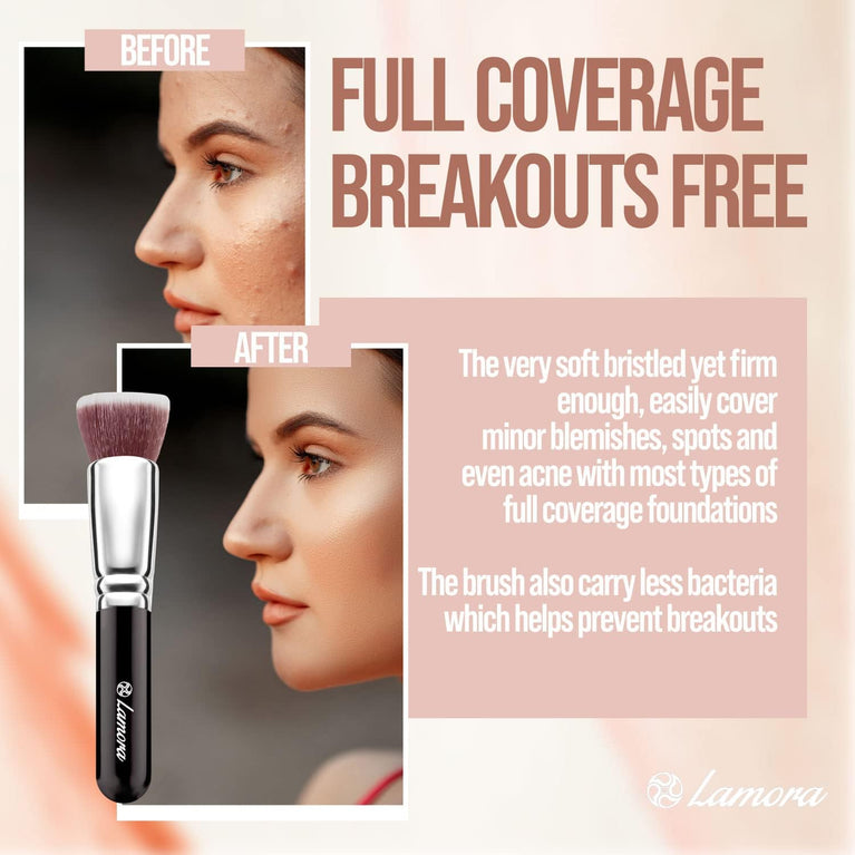 Superior Quality Kabuki Flat Top Makeup Brush - Ideal for Liquid, Cream & Powder Cosmetics