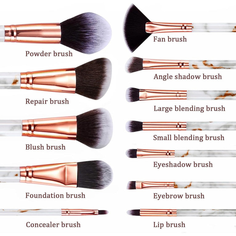 Marble Makeup Brush Set with Stylish Design and Premium Soft Bristles