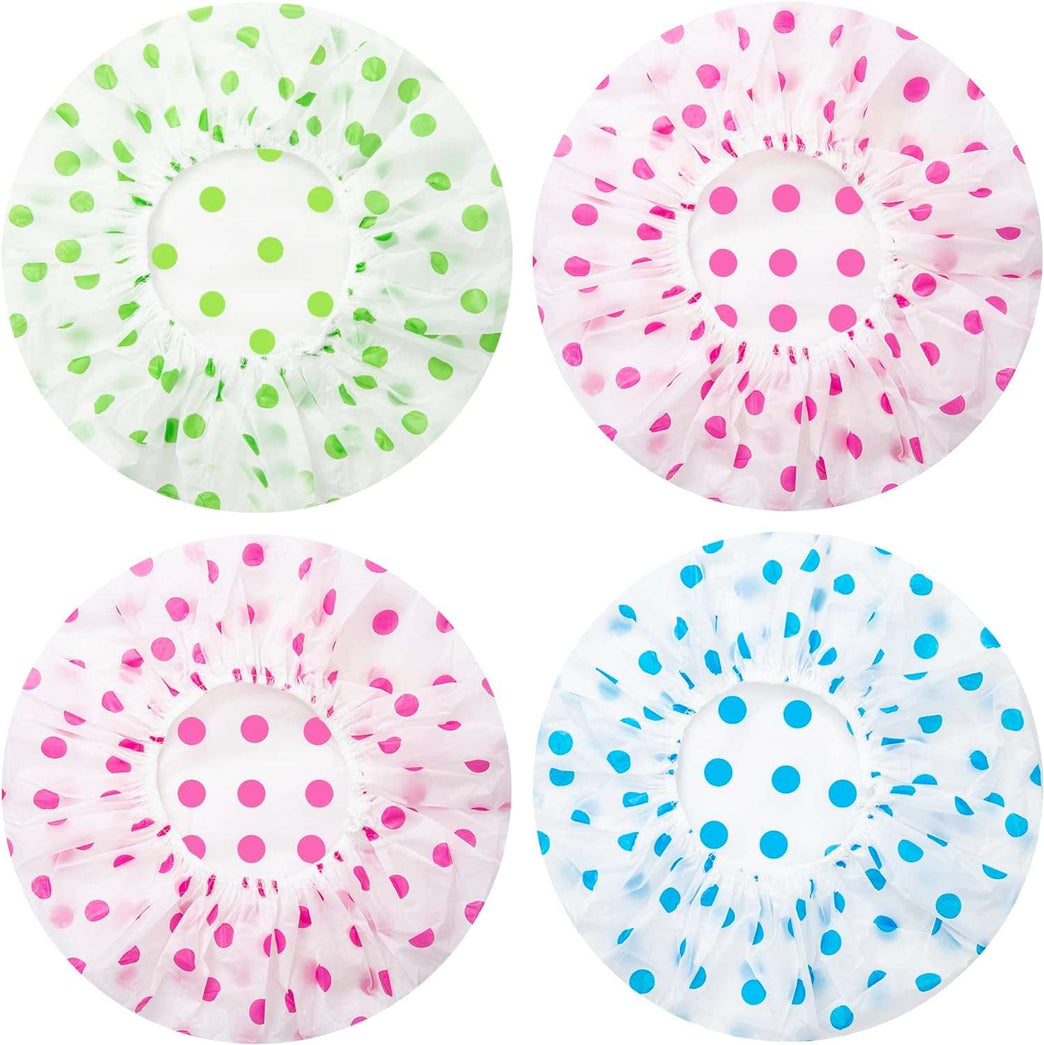 4 Pack Shower Caps for Women/Men, Light Weight Plastic Shower Caps for Women UK 30cm Width with Good Quality Elastic, Perfect for Use at Home, and Spa by MAUZIMRA