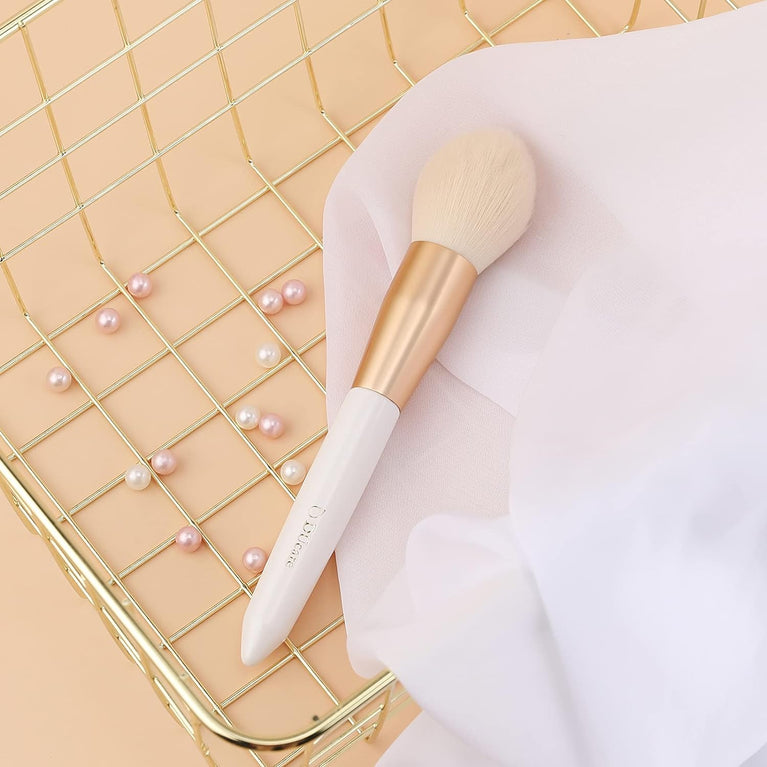 3-Piece Makeup Brush Set – White – Powder, Concealer and Blush Brushes, Vegan
