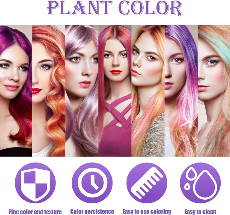 10 Vibrant Hair Chalk Comb Set for Girls - Temporary Coloring Fun for Kids Age 5+ - Safe and Washable Dye Kit for Parties and Play