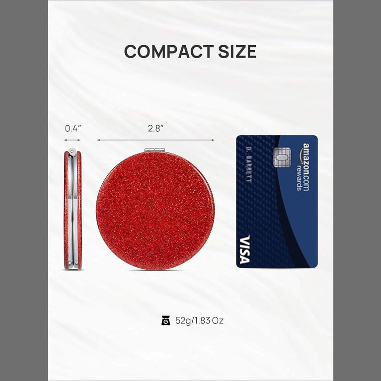 Dual-Sided Compact Mirror with PU Cover and 1X/3X Magnification