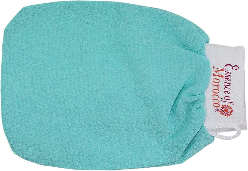 Moroccan Exfoliating Kessa Glove Blue Hammam Scrub Mitt Made in Morocco Premium Quality Helps Cleanse Skin, Remove Fake Tan and Ingrown Hair (Pack of 1)