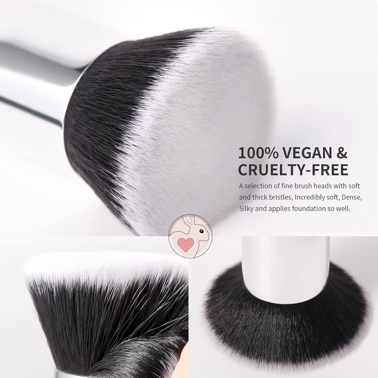 Flat Top Design for Effortless Blending of Liquid, Cream and Powder Cosmetics - Perfect for Buffing
