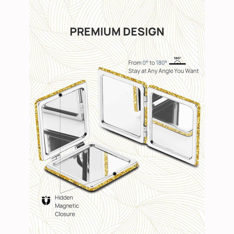 Square Compact Makeup Mirror with Magnetic Closure