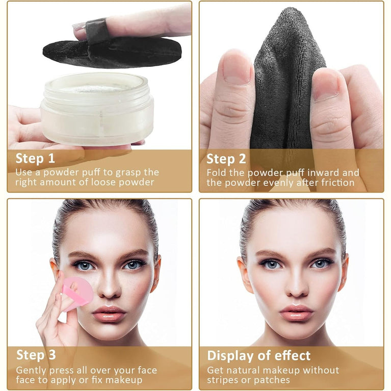 Versatile Velvet Powder Puffs Set of 2 - Reusable Triangle Makeup Sponges for Wet/Dry Use,