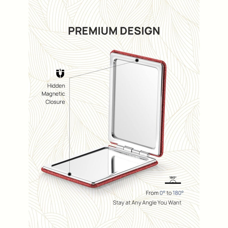 Square Compact Makeup Mirror with Magnetic Closure