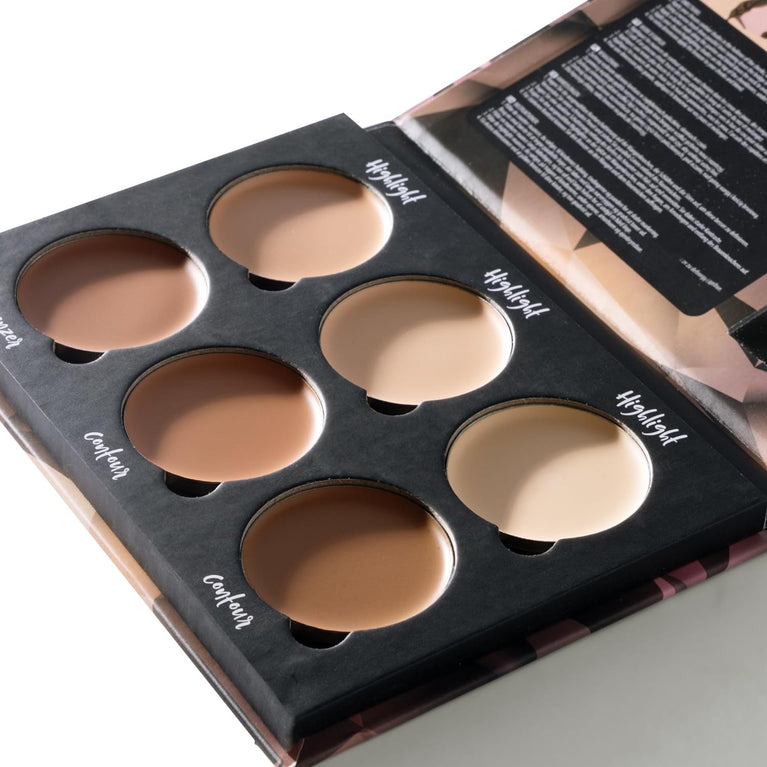 W7 Cosmetics Professional Contour Kit - Cream-Based Highlighting & Concealing Palette with Step-by-Step Guide