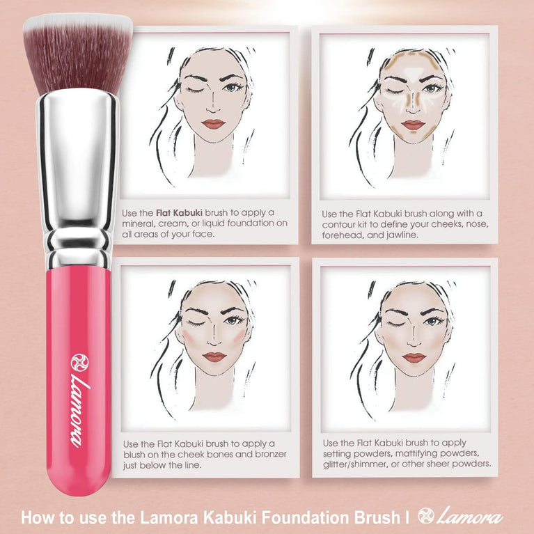 Superior Quality Kabuki Flat Top Makeup Brush - Ideal for Liquid, Cream & Powder Cosmetics