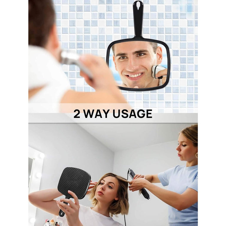 Streamline Handheld Mirror with Comfort Grip, Lightweight Travel-Friendly, 6.6"x 9.3"