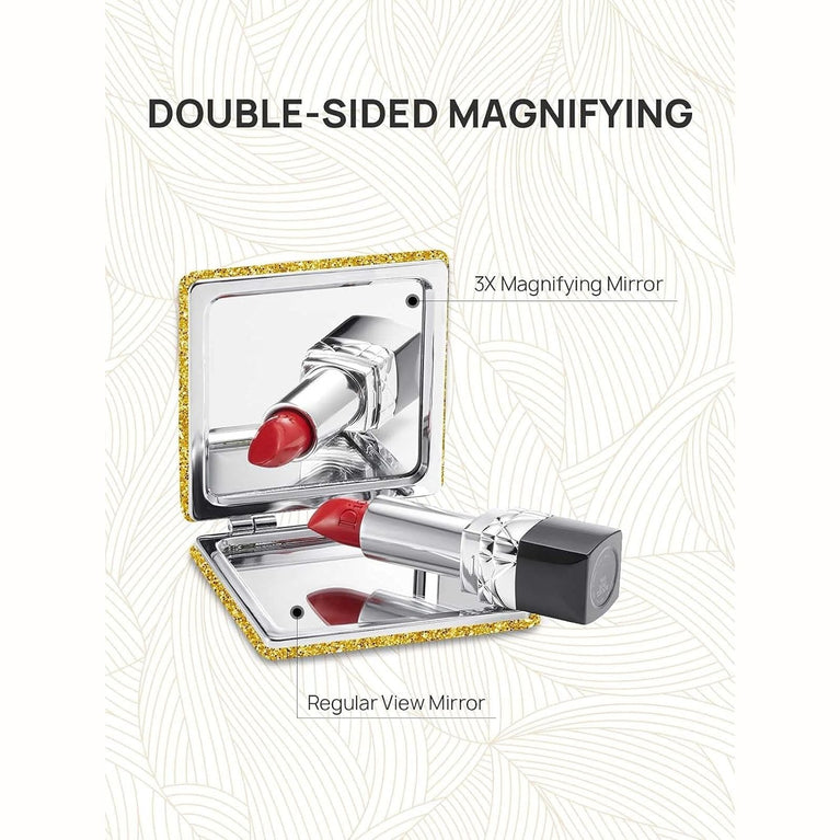 Square Compact Makeup Mirror with Magnetic Closure