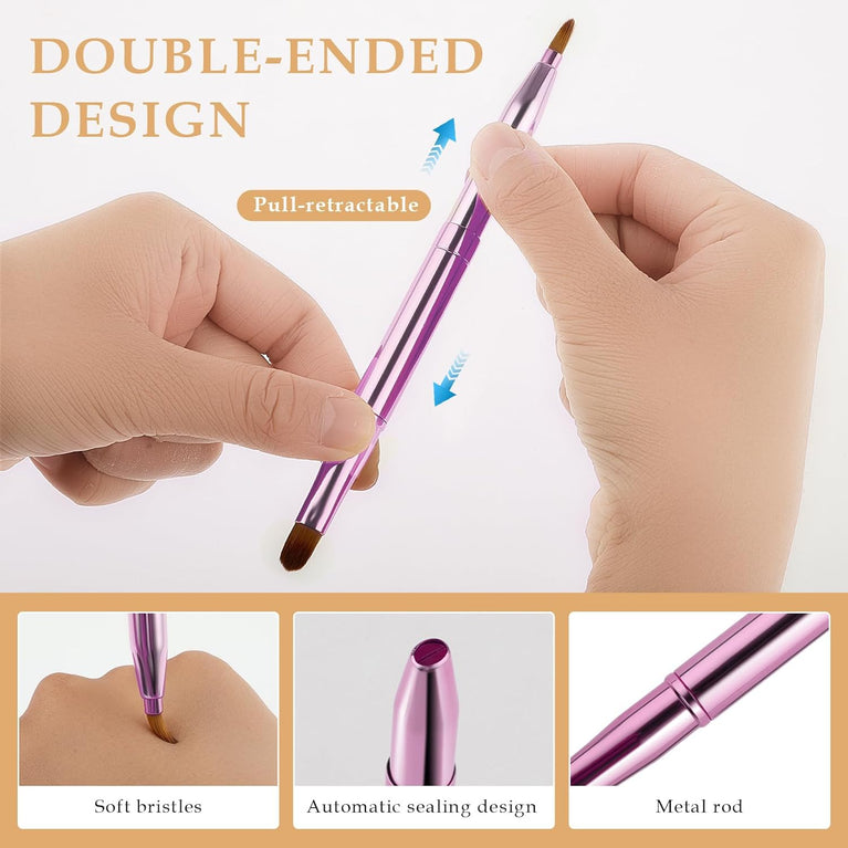 Gold Dual-End Retractable Lip Brush with Concealer Functionality - Compact Lipstick