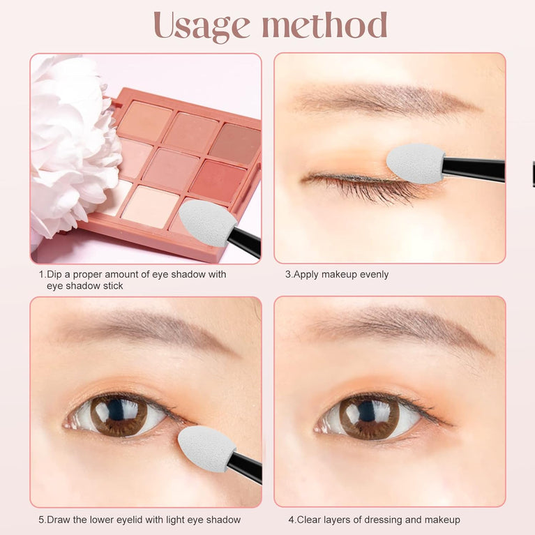 Disposable Eyeshadow Sponge Brush Set - Pack of 50 Makeup Applicators for Eyes, Lips, and Face