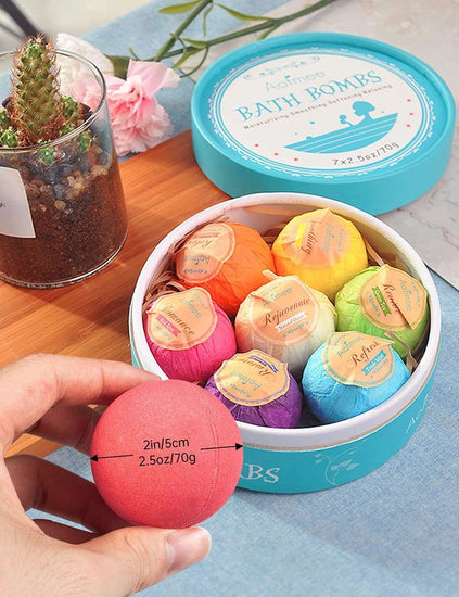 Aofmee Bath Bombs Gift Set, 7pcs Fizzies Spa Kit Perfect for Moisturizing Skin, Birthday Valentines Mothers Day Anniversary Christmas Best Gifts Ideas for Women, Mum, Girls, Her, Kids