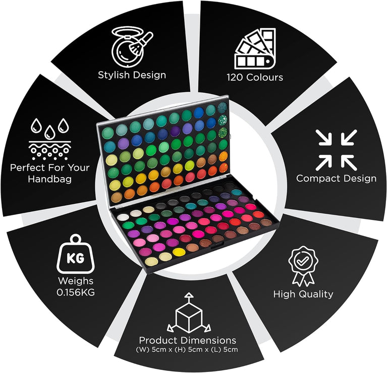 120-Colour Spectacular Summer Eyeshadow Palette - Pigmented Makeup Set in Neutral, Bold and Bright Tones, Suitable for All Skin Types