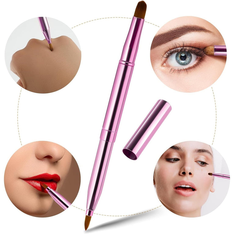 Gold Dual-End Retractable Lip Brush with Concealer Functionality - Compact Lipstick