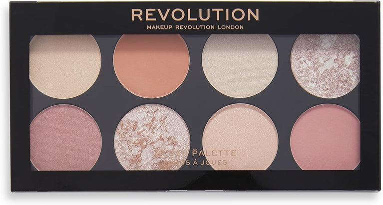 Revolution Beauty Ultra Blush Palette - 8 Matte and Shimmer Shades with Mirror, Sugar & Spice Edition - Cruelty-Free