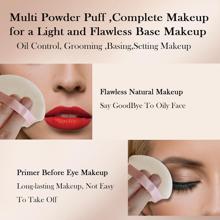 Cosmetic Foundation Sponge Blender Set - 6 Pack Luxurious Powder Puffs in Nude for Precision Makeup Application