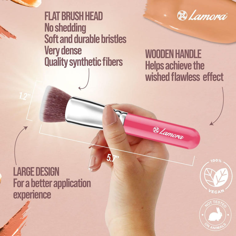Superior Quality Kabuki Flat Top Makeup Brush - Ideal for Liquid, Cream & Powder Cosmetics