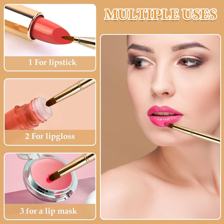 Gold Dual-End Retractable Lip Brush with Concealer Functionality - Compact Lipstick