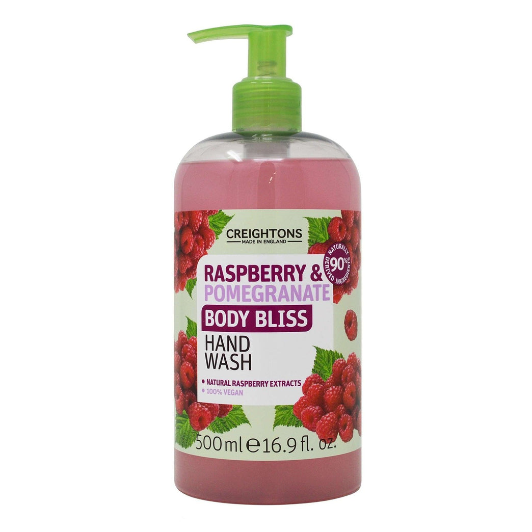 Creightons Body Bliss Raspberry and Pomegranate Hand Wash (500 ml) - Revitalise Your Senses and Boost Your Energy with Juicy Extracts of Raspberry & Pomegranate, Vegan Friendly & Cruelty Free