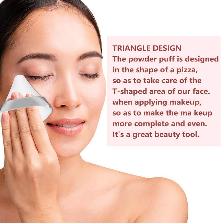 2-Pack Plush Triangle Makeup Sponges with Strap - Soft Reusable Cosmetic Puffs for Wet and Dry Use