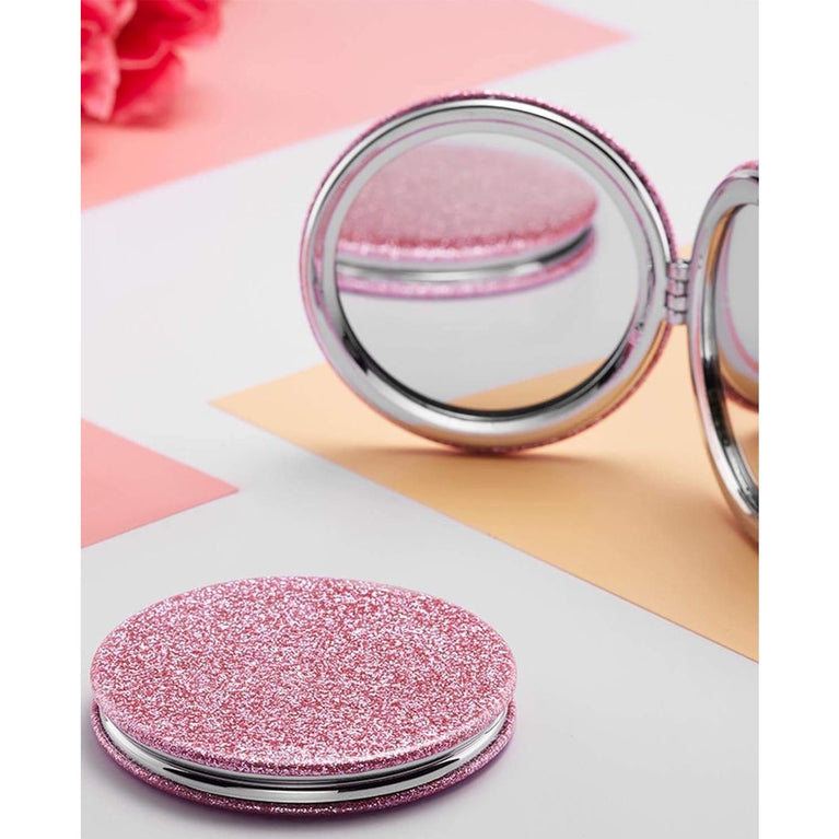 Dual-Sided Compact Mirror with PU Cover and 1X/3X Magnification