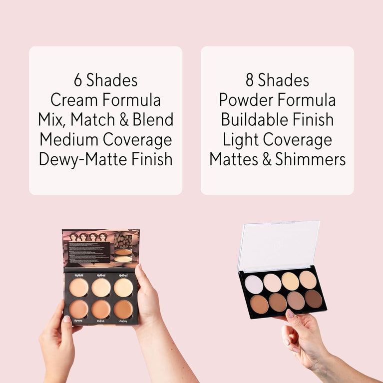 W7 Cosmetics Professional Contour Kit - Cream-Based Highlighting & Concealing Palette with Step-by-Step Guide