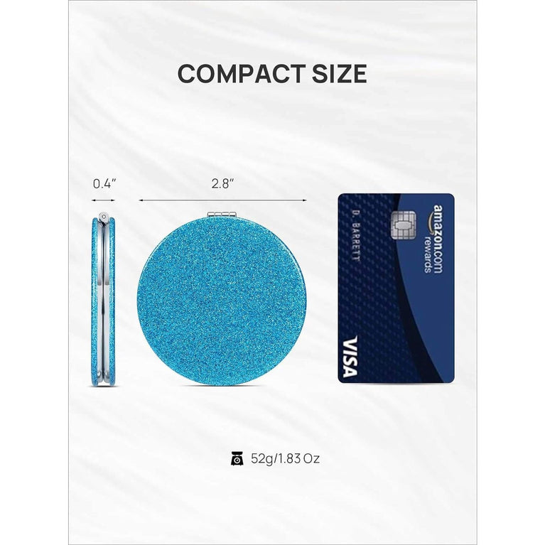 Dual-Sided Compact Mirror with PU Cover and 1X/3X Magnification