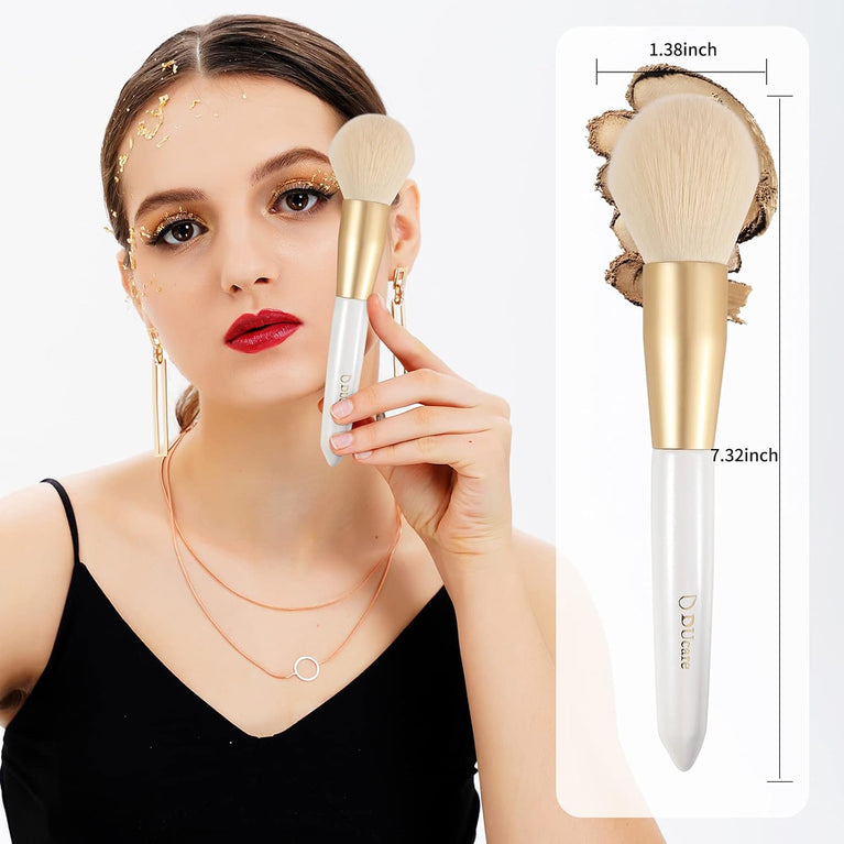 3-Piece Makeup Brush Set – White – Powder, Concealer and Blush Brushes, Vegan