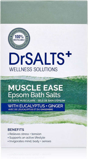 DrSALTS+ Muscle Ease Epsom Salts - Soothing Epsom Bath Salts to Relieve Strains, Pain & Stiffness with Eucalyptus & Ginger Essential Oils - Vegan & Cruelty-Free, 2kg