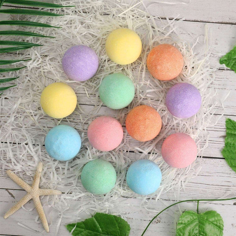Bath Bombs Gift Set, TTRwin Natural Vegan Spa 12 Fizzy Bubble Bath Bomb Kit with Different Organic Essential Oils，Birthday Gift idea for Her, Women, Men, Kids and Teen Girls