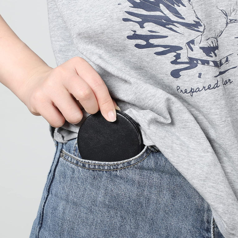 Travel Ready Double-Sided Compact Makeup Mirrors - Set of 2 Black Mirrors