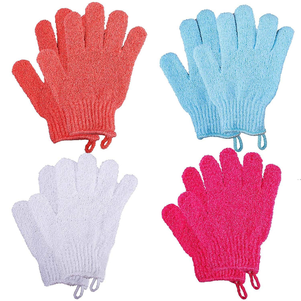 8 PCS Exfoliating Gloves, Polyester Exfoliator Mitt, Body Exfoliating Wash Glove Dead Skin Remover Shower Body Scrub Gloves for Adults and Kids, Ingrown(Blue, White, Pink, Orange）