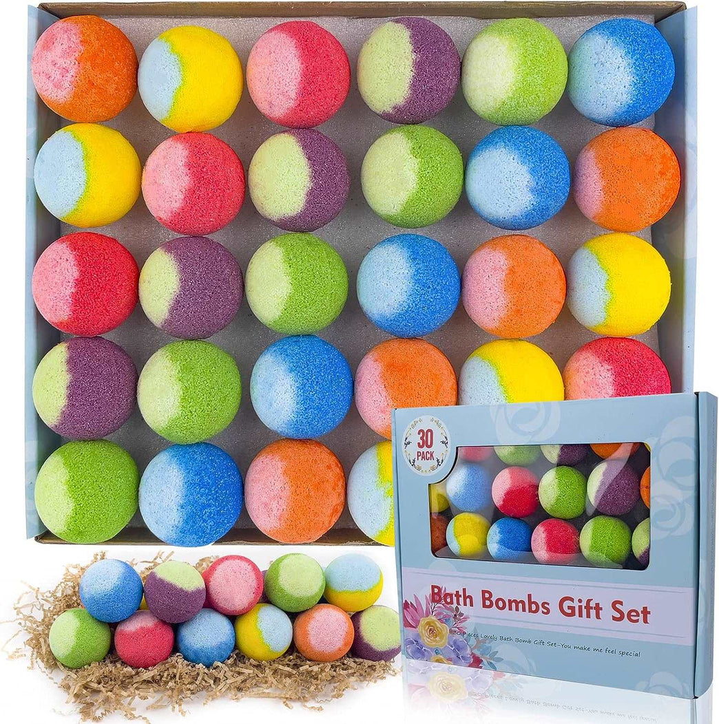 30 Pcs Bath Bomb Natural Organic Mini Bath Bombs, Handmade with Rich Fizz - Best Birthday Gift for Kids/Women/Men, Mother's Day