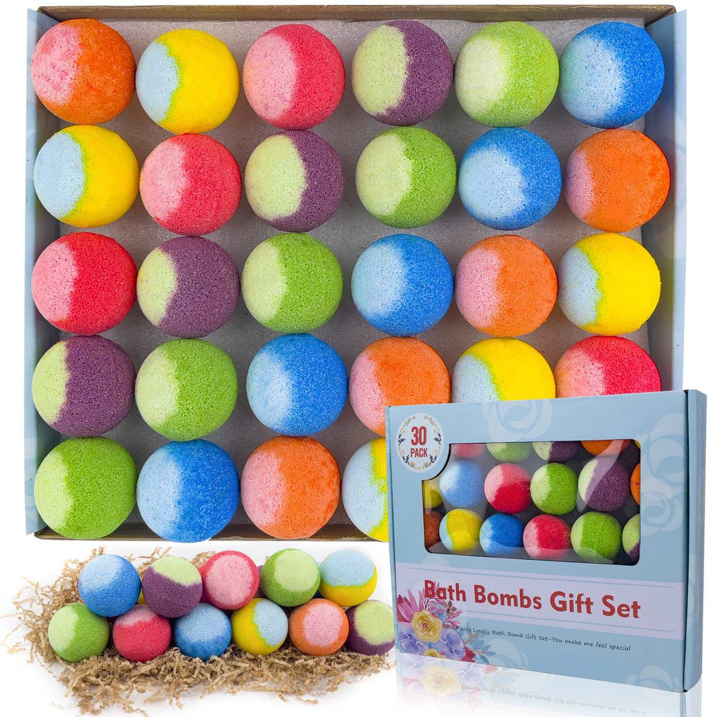 30 Pcs Bath Bomb Natural Organic Mini Bath Bombs, Handmade with Rich Fizz - Best Birthday Gift for Kids/Women/Men, Mother's Day