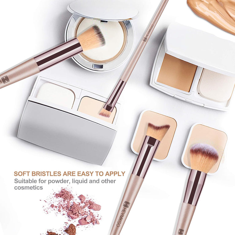 15-Piece Professional Champagne Gold Makeup Brush Set with Cosmetic Bag for Women