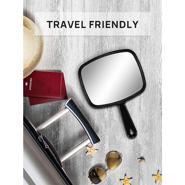 Streamline Handheld Mirror with Comfort Grip, Lightweight Travel-Friendly, 6.6"x 9.3"