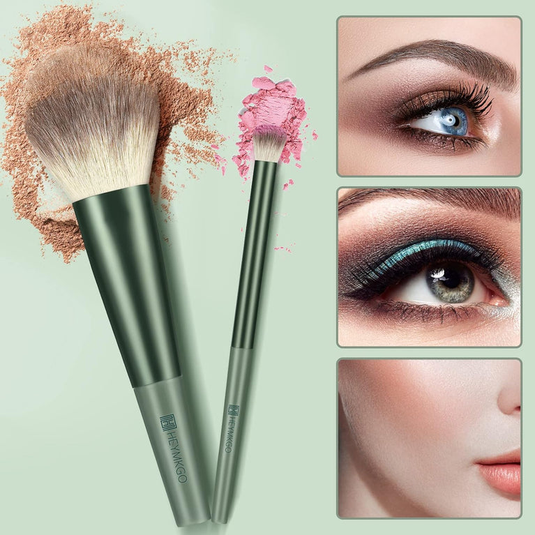 Green Goddess Makeup Brush Set - 11pcs Premium Synthetic Bristles in Stylish Gift Box